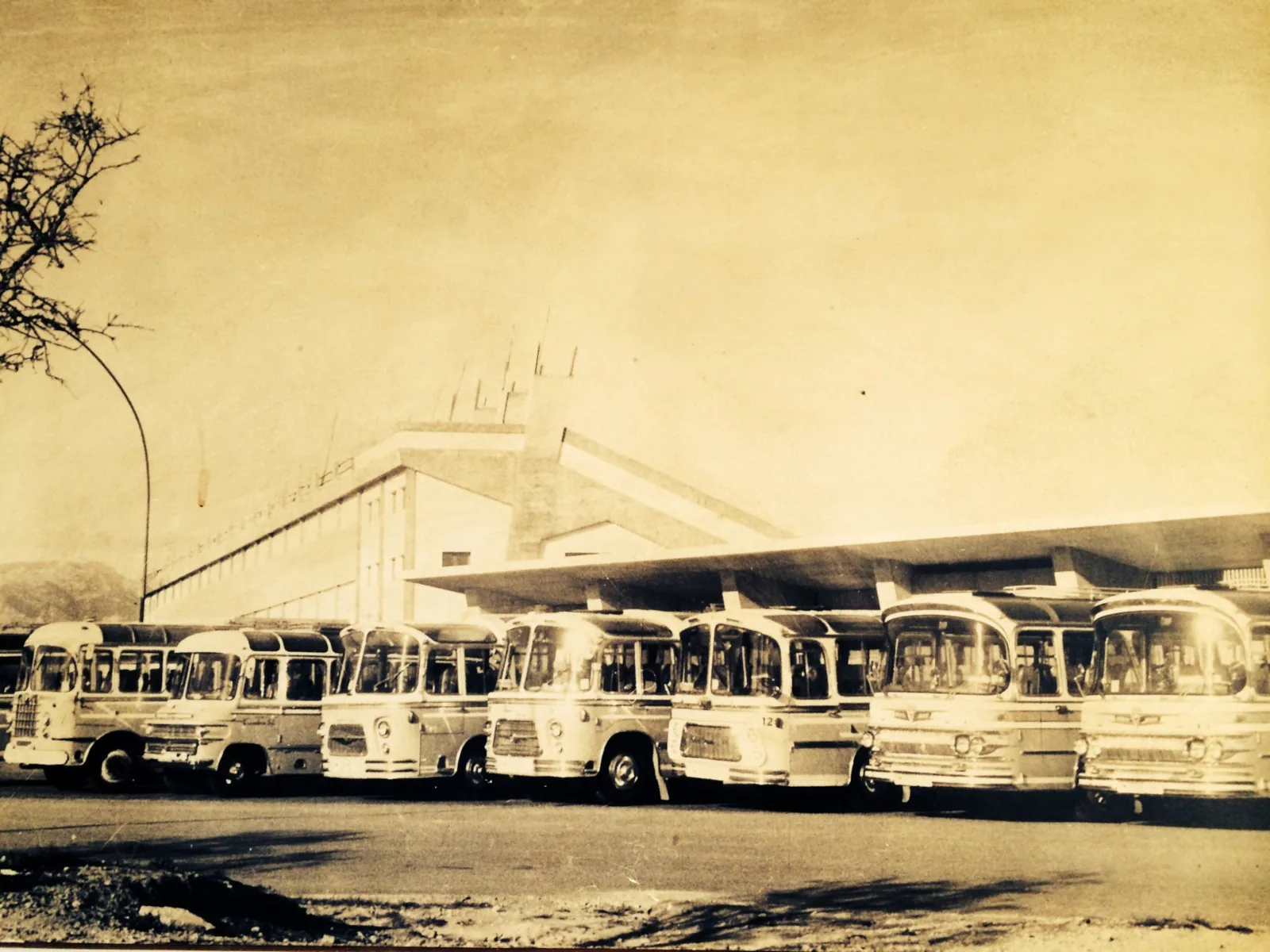 Fotografía histórica de los primeros autocares de Transunion